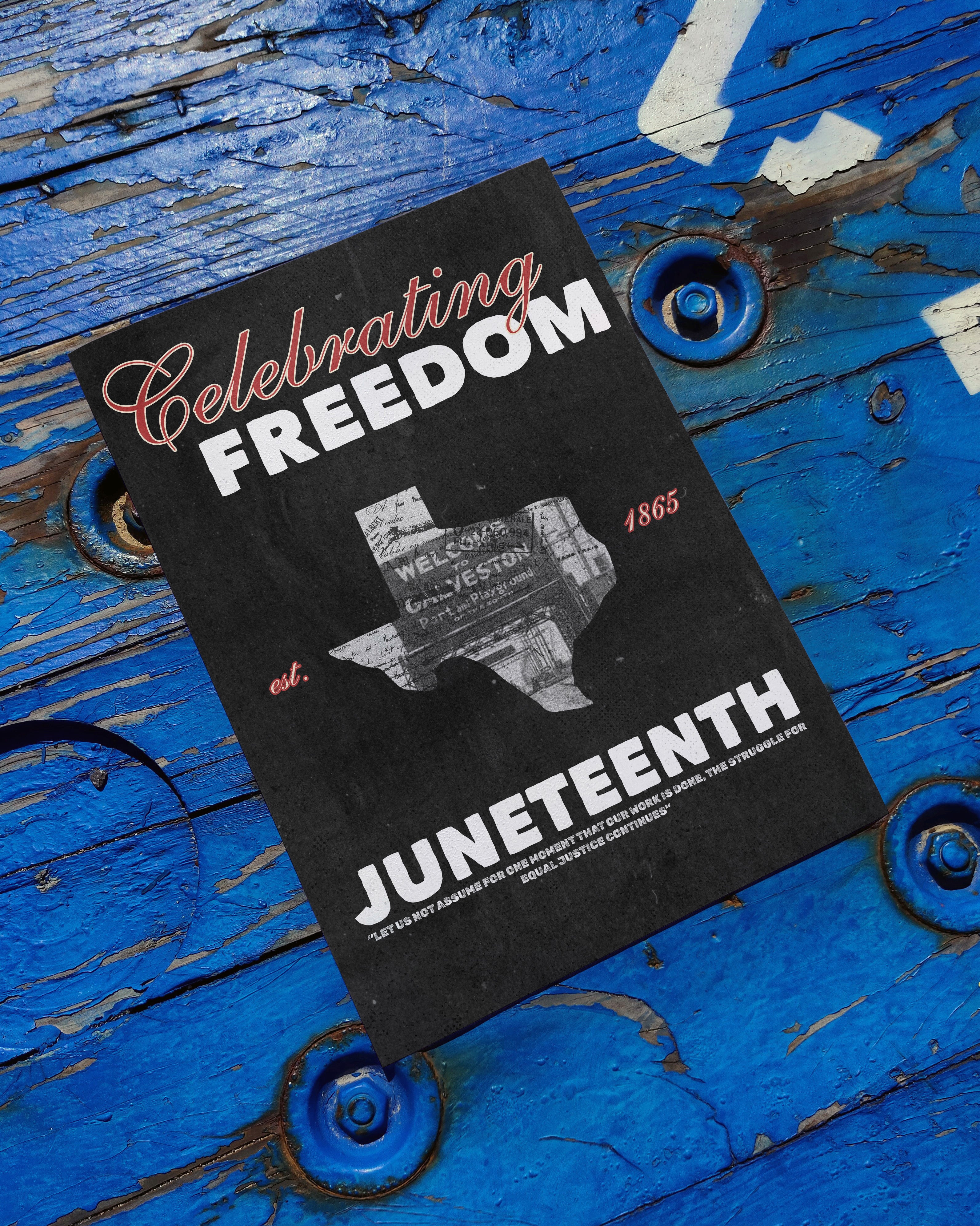 Juneteenth Poster – "Celebrating Freedom" Matte Vertical Wall Art | Texas Silhouette Print