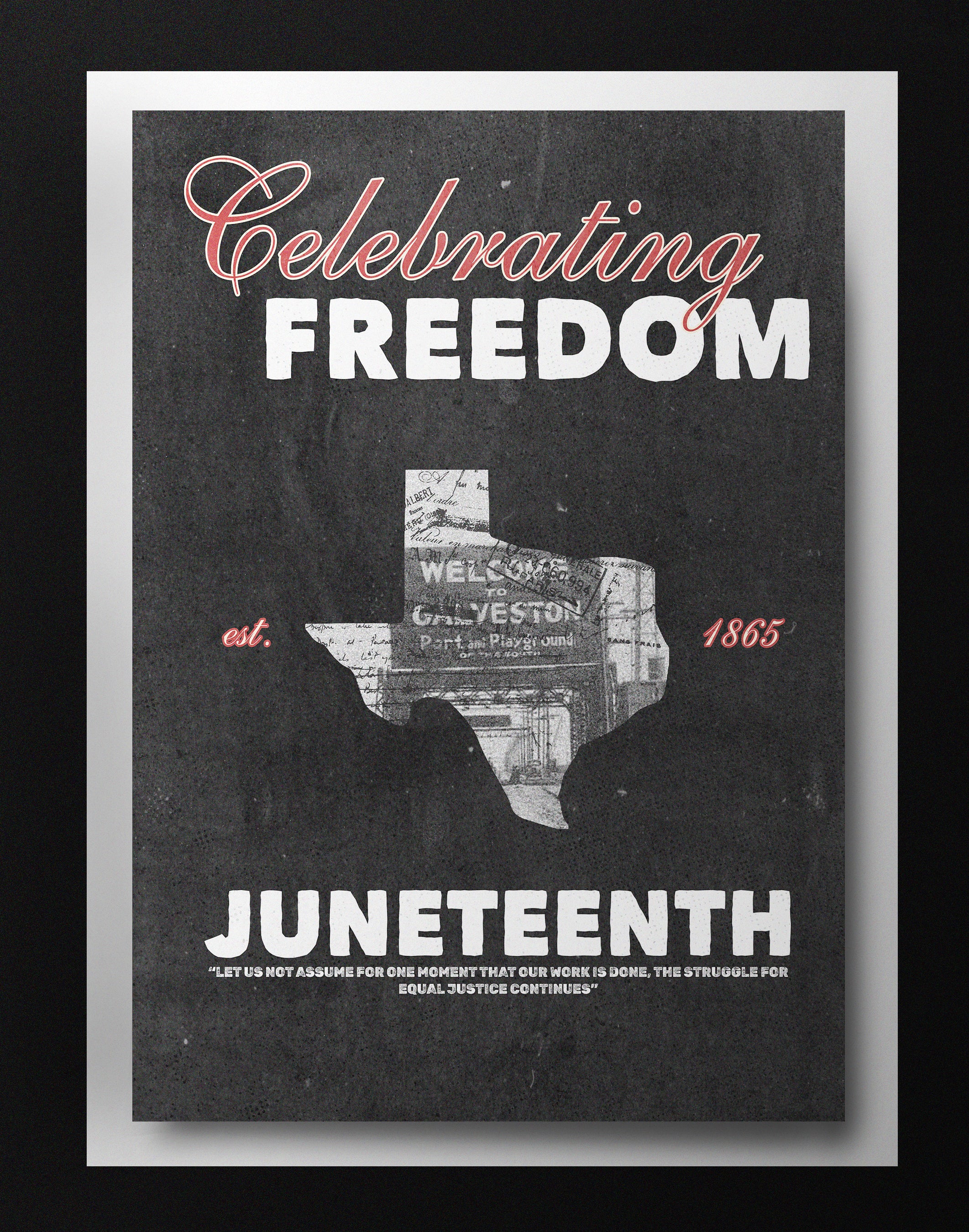 Juneteenth Poster – "Celebrating Freedom" Matte Vertical Wall Art | Texas Silhouette Print